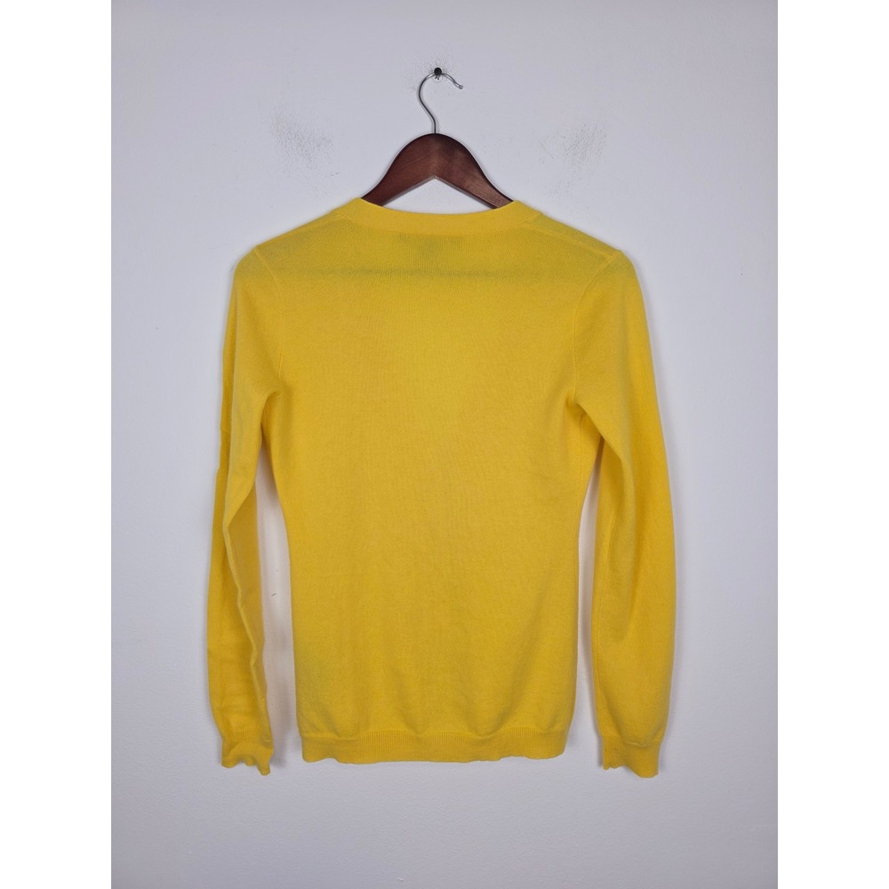 Ralph Lauren Womens Yellow Cashmere V Neck Button Front Cardigan Sweater Size S - Picture 2 of 8